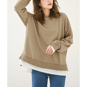 トレーナー スウェット フェイクレイヤードトレーナー レディース