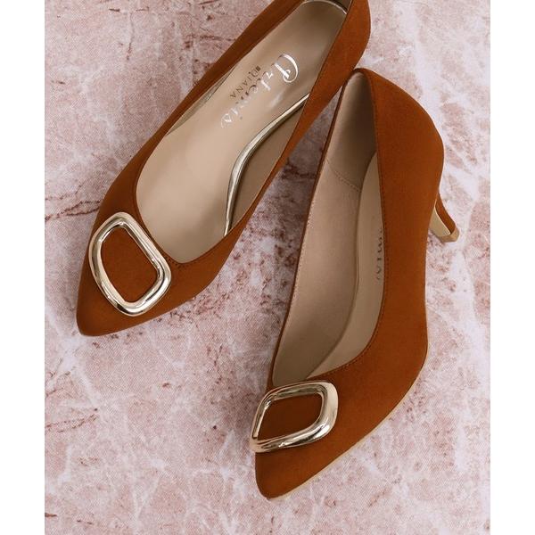 パンプス メタルバックルポインテッドトゥパンプス