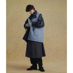 アウター リバーシブル ボア＆キルティング ロングベスト/コートレイヤード/ユニセックス