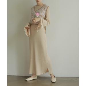 ワンピース レイヤードニットワンピース