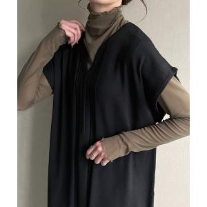 ワンピース キーネックニットケーブルベストワンピース レディース