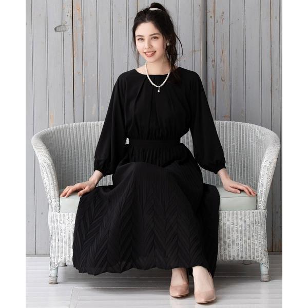 ドレス ワンピース Aライン プリーツ ミモレ丈 結婚式 パーティードレス