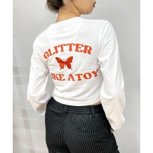tシャツ Tシャツ GLITTERバタフライコンパクトロンT
