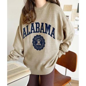 セーター ニット 「JaVa ジャバコラボ」古着風アメカジフロッキープリントニットプルオーバー メンズ レディース