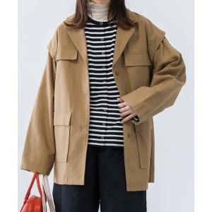 ミリタリージャケット モッズコート 2Wayミリタリーオーバージャケット/ベスト「セットアップ対応」 レディース