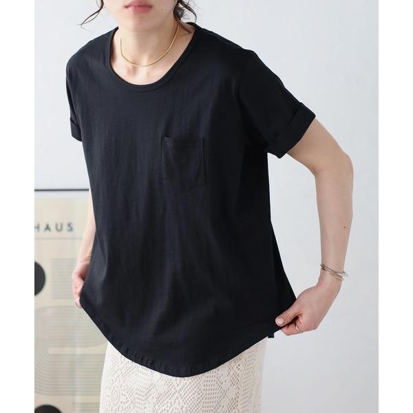 tシャツ 「Fizz/フィズ」　綿100%　ラウンドヘム胸ポケット付きTシャツ レディース