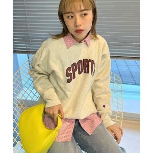 スウェット Champion × BEAMS BOY / 別注 ロゴ リバースウィーブ スウェット