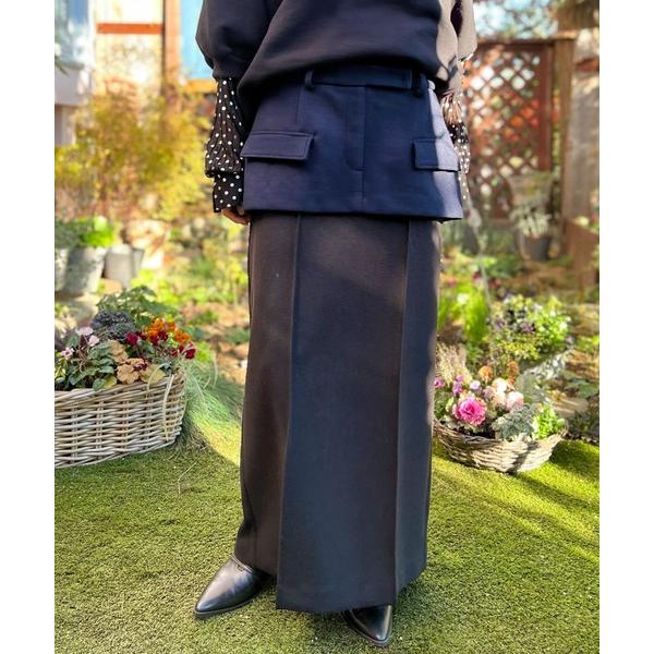 スカート ウールmixジャージーストレートスカート