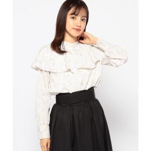 シャツ ブラウス フラワーケープカラーブラウス