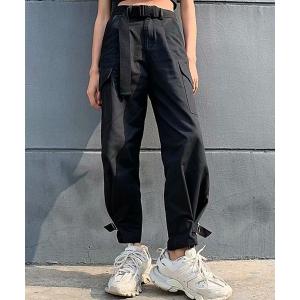 パンツ カーゴパンツ 裾バックル サイドポケットミリタリーパンツ