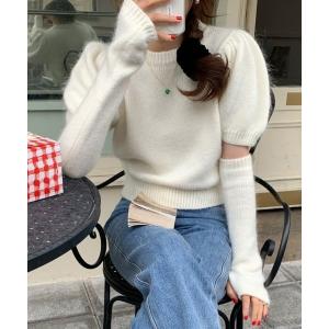 ニット アームウォーマー付きモヘアタッチニットトップスセット