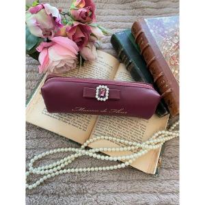 パールビジュー合皮リボンペンケース