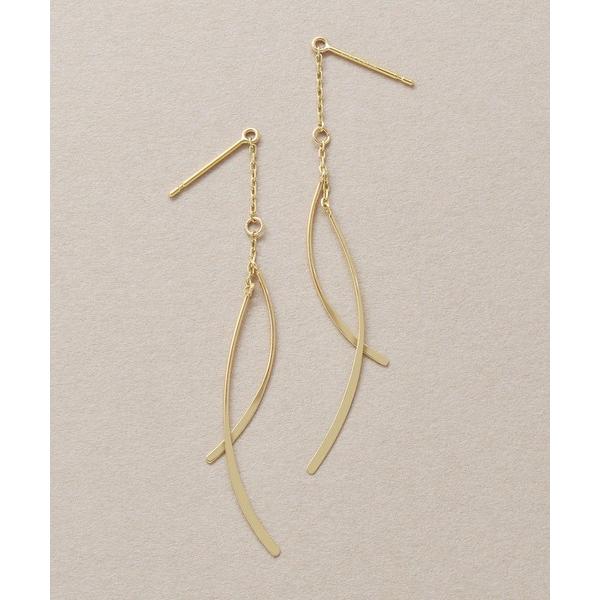 ピアス K18・K10 カーブクロス 2WAYチェーンピアス レディース