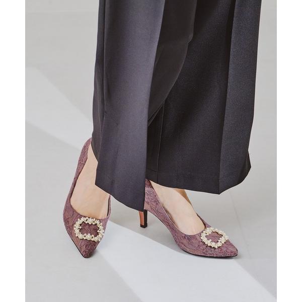 パンプス パールバックルヒールパンプス/R-2016