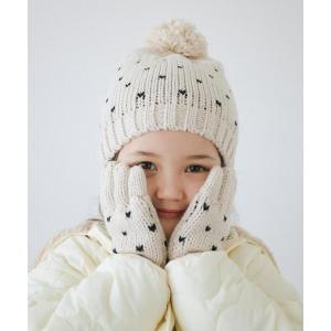 手袋 ハートドット ニット グローブ 手袋