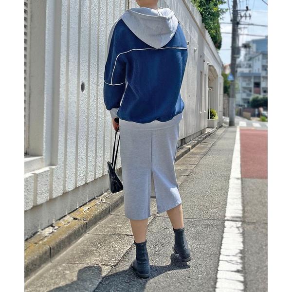 セットアップ 配色オーバーサイズパーカー＆タイトスカートセットアップ レディース