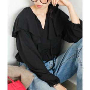 ブラウス シャツ フリルカラーブラウス レディース