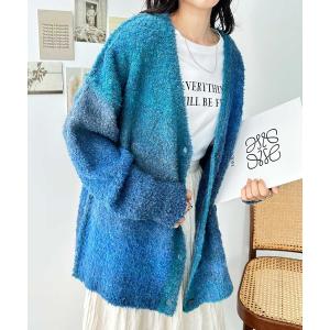 カーディガン マーブルカラーニットカーディガン レディース