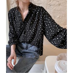 ブラウス シャツ 水玉シフォンのシャツ レディース