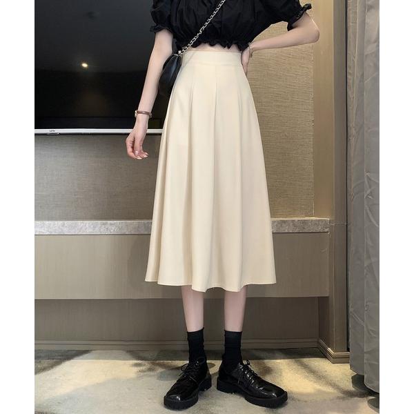 スカート ハイウエストAラインプリーツスカート