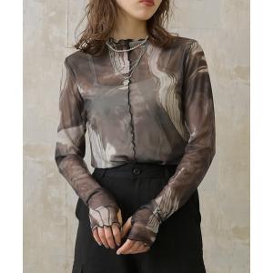 tシャツ 「Lull / ルル」大人気2wayマーブルシアーメロートップス レディース