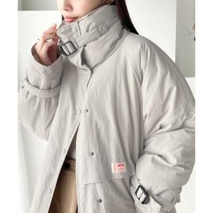 ブルゾン アウター 「JAVAジャバ 別注」カジュアル可愛い。軽量中綿スタンドベルトデザインブルゾン レディース