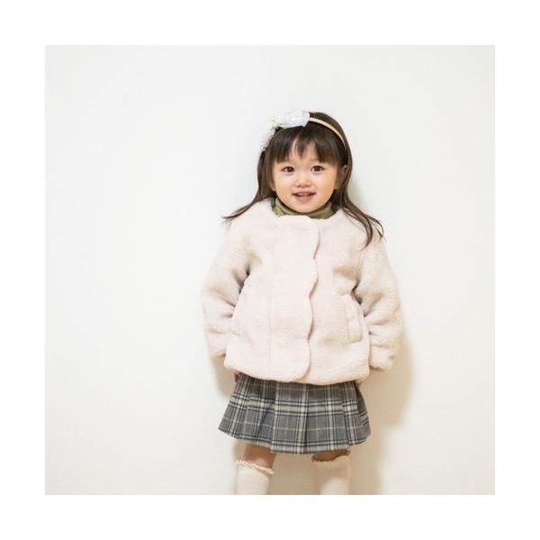 ノーカラージャケット アウター スカラップ ボアジャケット キッズ 子供服 女の子