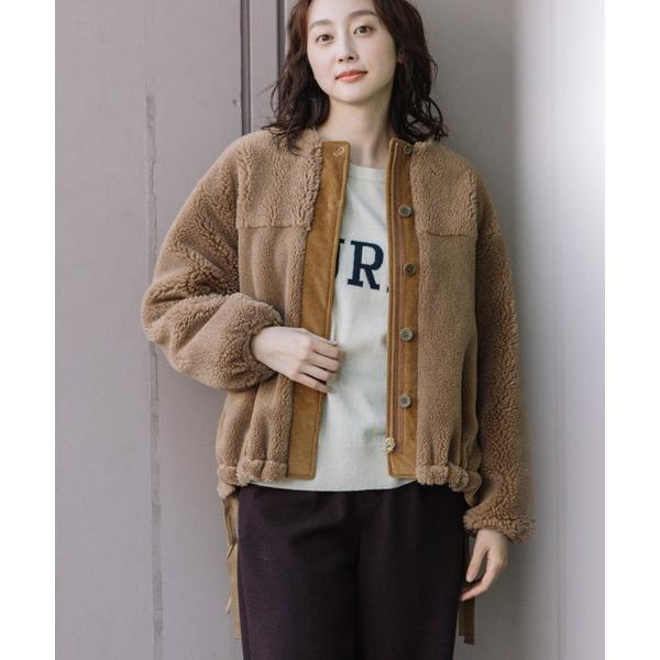 ブルゾン アウター ウールシープボアノーカラーブルゾン レディース