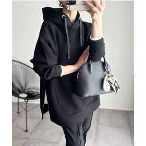 パーカー 「フードの立ち上がり」サイドジップダンボールニットフーディー レディース