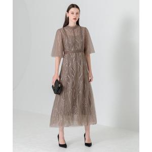 Leja ドレス 「LEJA」パールビジュー付き透け感プリーツフレア Leja ドレス 「LEJA」パールビジュー付き透け感プリーツフレア