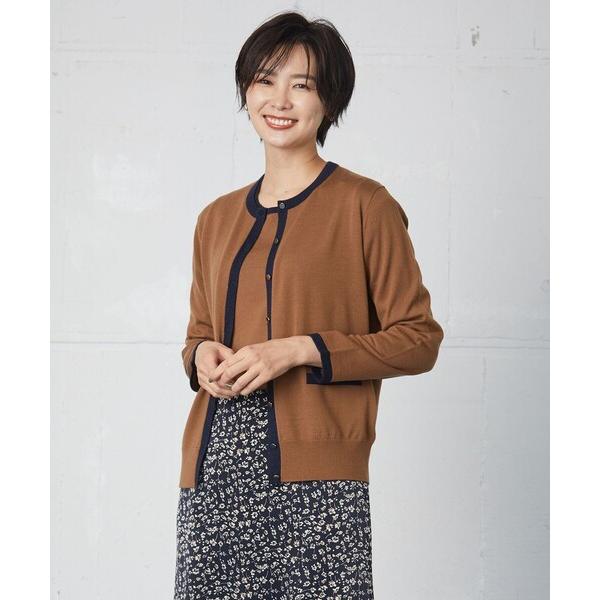 アンサンブル 「洗える」トリムツイン ニット