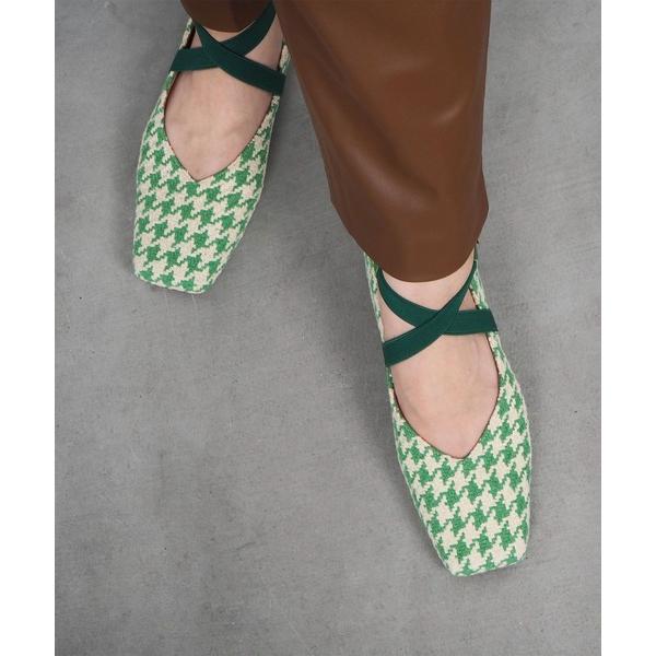 バレエシューズ パンプス スクエアトゥストラップバレエシューズ