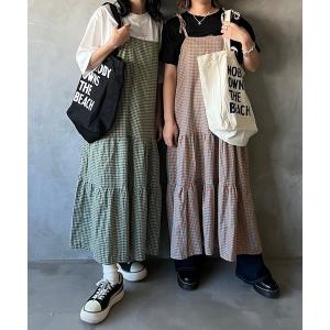 ワンピース チェックティアードキャミワンピース
