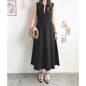 ワンピース Vネックフレアツイルワンピース