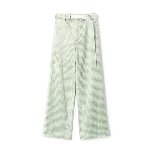 ワイドパンツ パンツ レーヨンコーデュロイ ベルテッドパンツ レディース