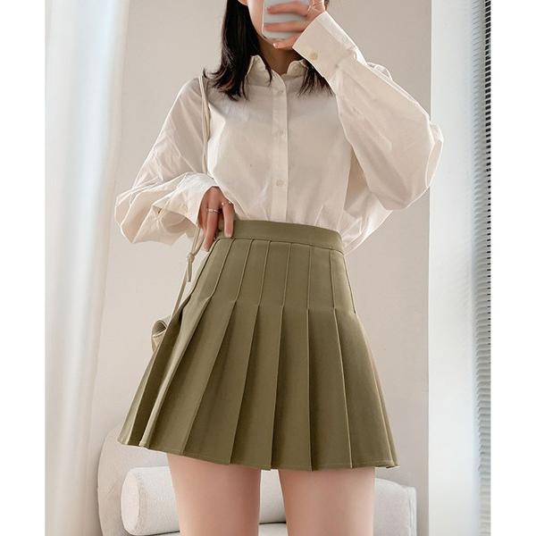 スカート Aラインハイウエストプリーツミニスカート