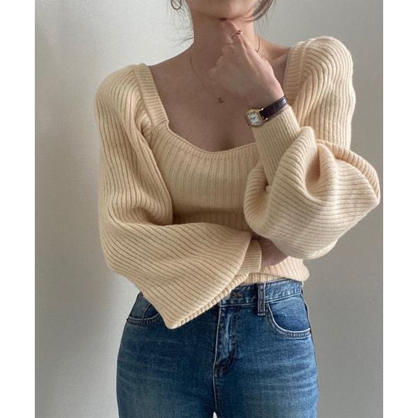 ニット セーター スクエアネックセーター レディース