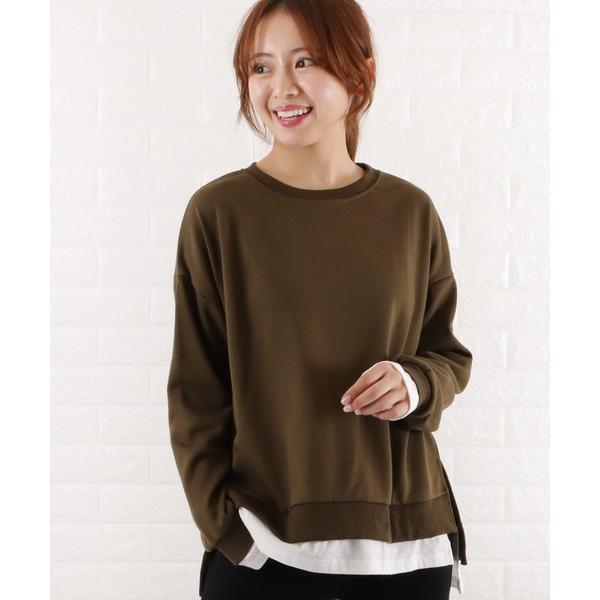 トレーナー スウェット オーバーサイズフェイクレイヤードプルオーバー レディース