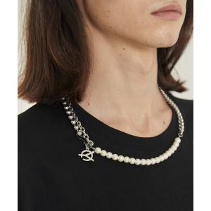 ネックレス メンズ 「OY/オーワイ」PEARL CHAIN LOGO NECKLACE/パールチェーン ロゴ ネックレス