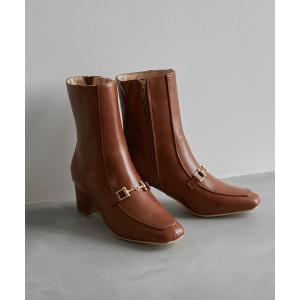 ブーツ スクエアビットミドル丈モカシンブーツ レディース
