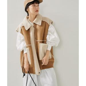 ベスト リバーシブルフェイクムートンボアベスト レディース