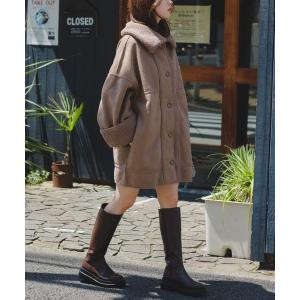 コート ムートンコート ハイネックリバボアムートンジャケット