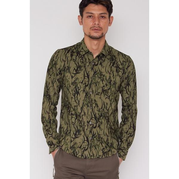 シャツ TORNADO MART∴トライバルカモプリントシャツ メンズ