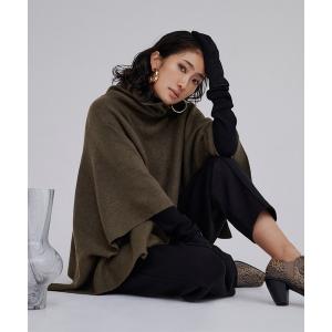 ニット タートルネックニットポンチョ