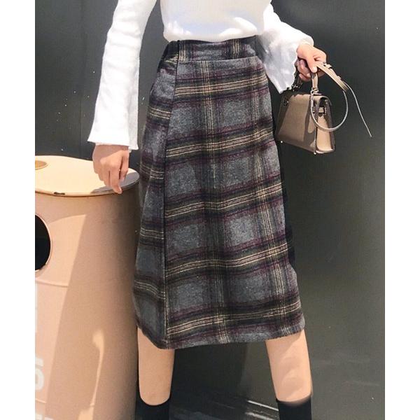 スカート チェック柄Aラインスカート