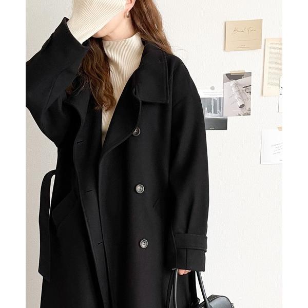 ステンカラーコート コート ロング丈が気分♪2way ニットモッサ スタンドカラー ロングコート レ...