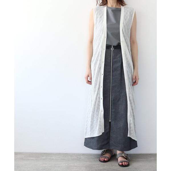 ベスト ジレ CADDITION/ sheer knitting long vest(シアーニットロ...
