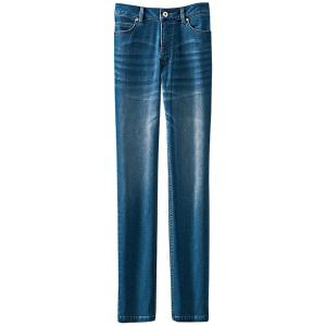 ジーンズ デニム デニムパンツ ふんわり裏起毛ストレッチジーンズ股下６８ｃｍ レディース