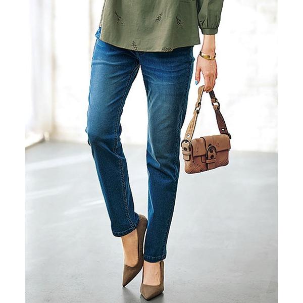 ジーンズ デニム デニムパンツ ふんわり裏起毛ストレッチジーンズ股下７３ｃｍ レディース