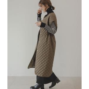 ベスト ジレ キルティングロングジレ レディース